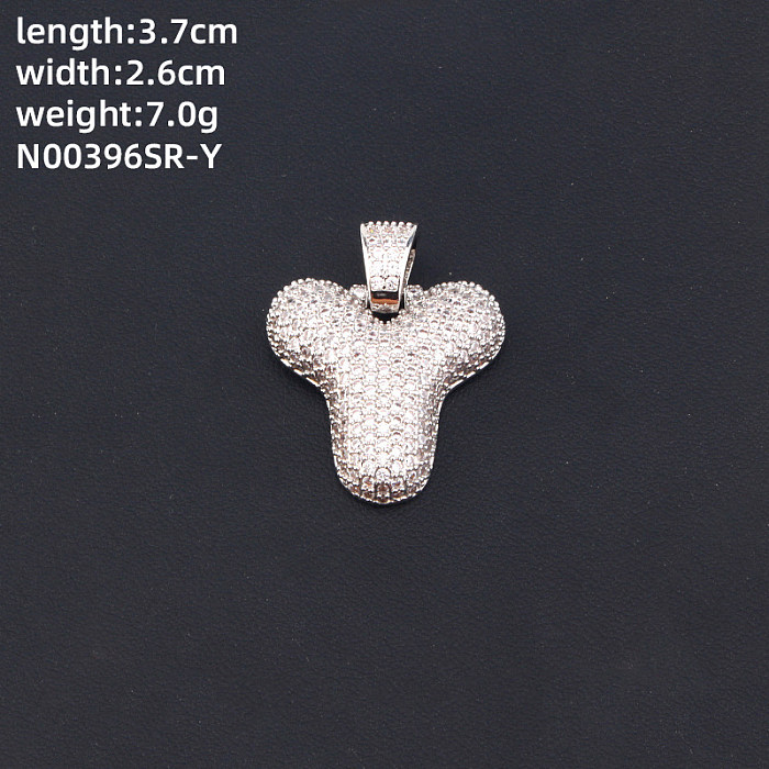Hip-Hop Cool Style Letter Square Stainless Steel  Copper Inlay Zircon Charms Necklace