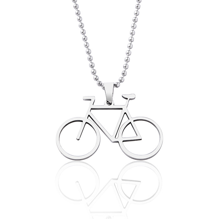 Collier pendentif en acier inoxydable pour vélo de sport, style simple, vente en gros