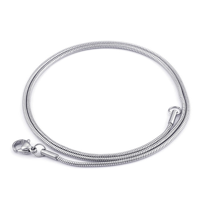 Stainless Steel  Necklace Fashion Round Snake Bone Chain
