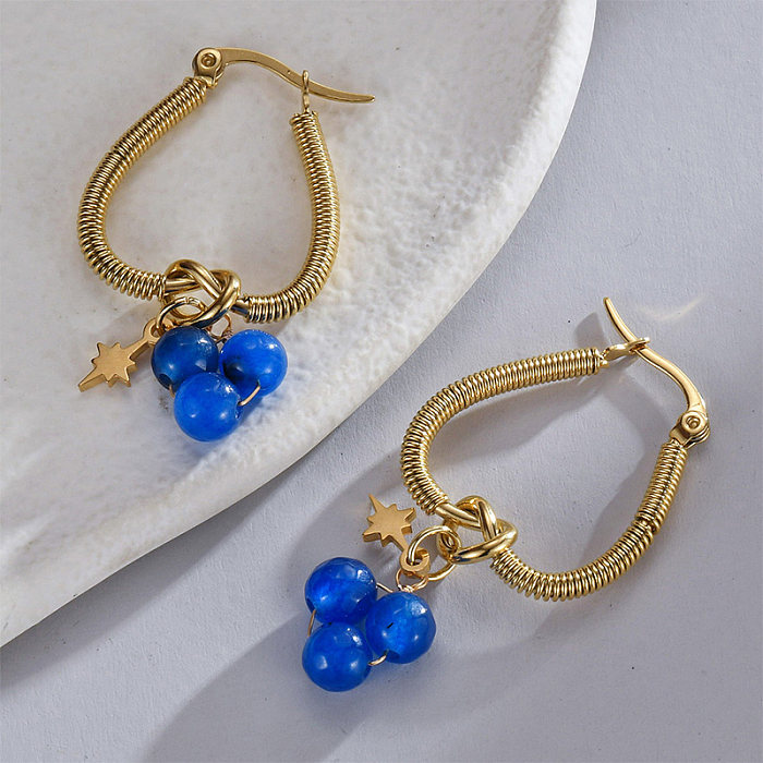 1 paire de boucles d'oreilles pendantes en acier inoxydable plaqué or 14 carats, style simple