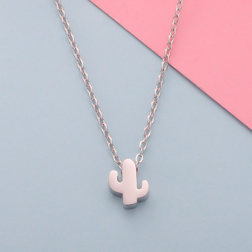 Fashion Cactus Stainless Steel  Plating Pendant Necklace 1 Piece