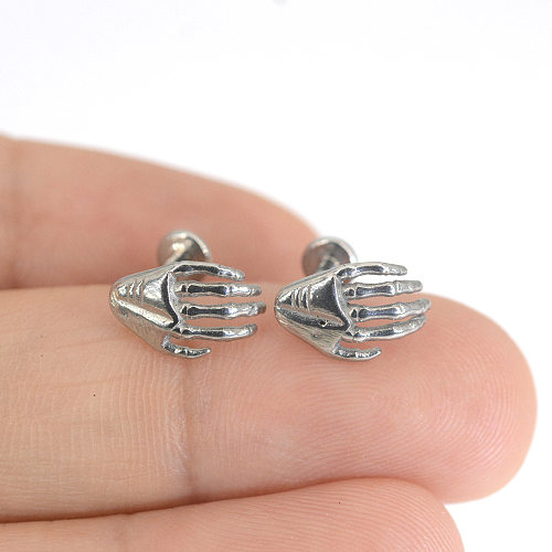 1 Piece Vintage Style Hand Polishing Stainless Steel  Ear Studs
