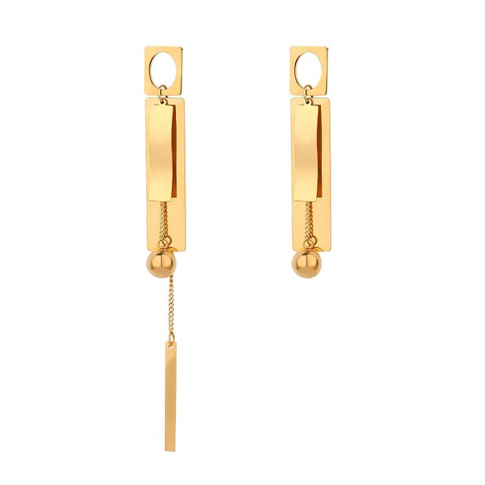 1 Pair Vintage Style Tassel Rectangle Plating Stainless Steel  Gold Plated Drop Earrings