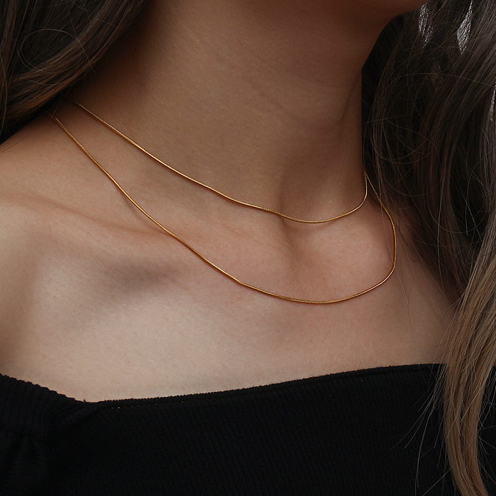 Fashion Solid Color Stainless Steel  Choker Plating Stainless Steel  Necklaces