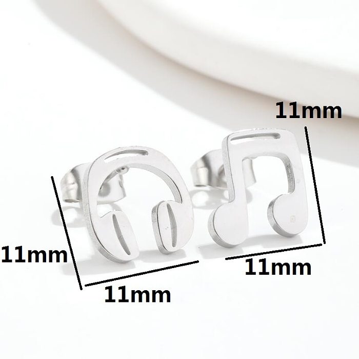 Fashion Notes Stainless Steel  Asymmetrical Plating Hollow Out Ear Studs 1 Pair