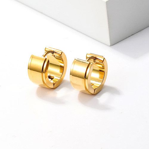 1 Paar schlichte, runde Ohrringe mit 18-Karat-Vergoldung aus Edelstahl