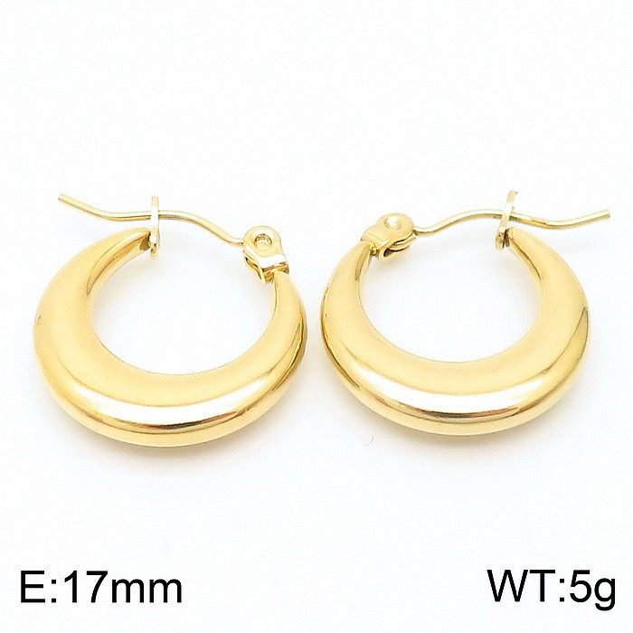 1 Pair Bridal Shiny Oval Plating Stainless Steel  18K Gold Plated Hoop Earrings