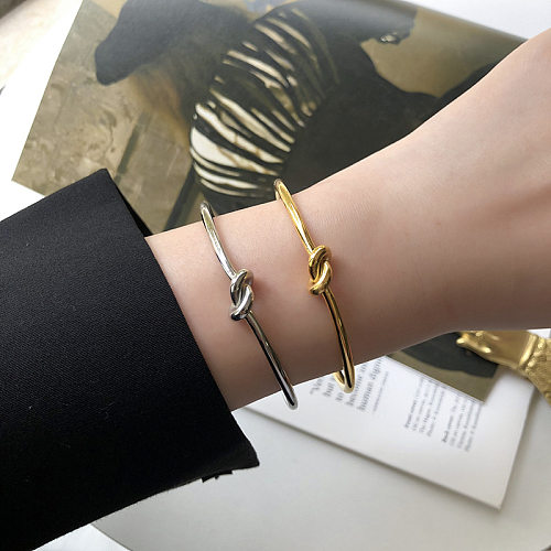 Simple Knotted Titanium Steel Plated 18K Gold Bracelet Wholesale jewelry
