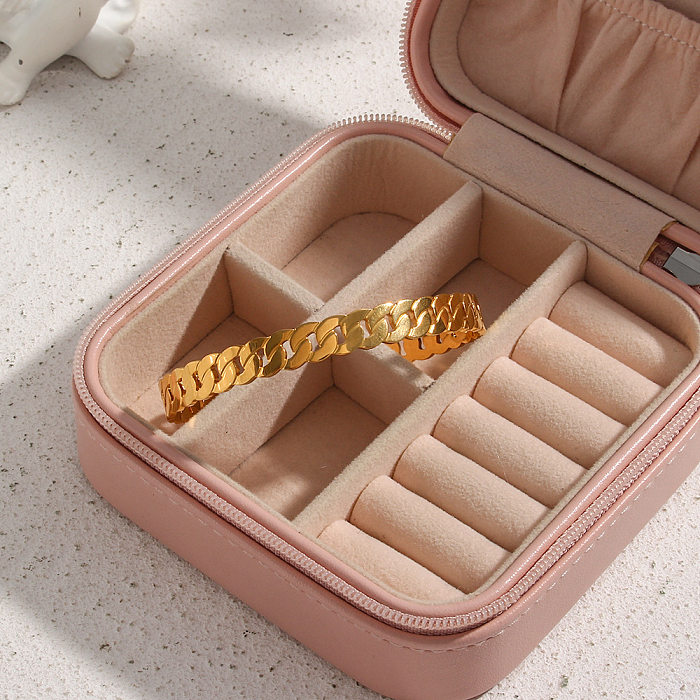 Moda feminina retrô galvanizada 18K ouro dupla camada incrustada pulseira de aço inoxidável de zircônio