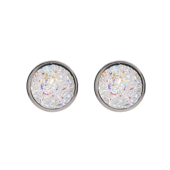 Geometric Round Frosted Dream Starry Sky Time Gems Starry Stainless Steel  Earrings