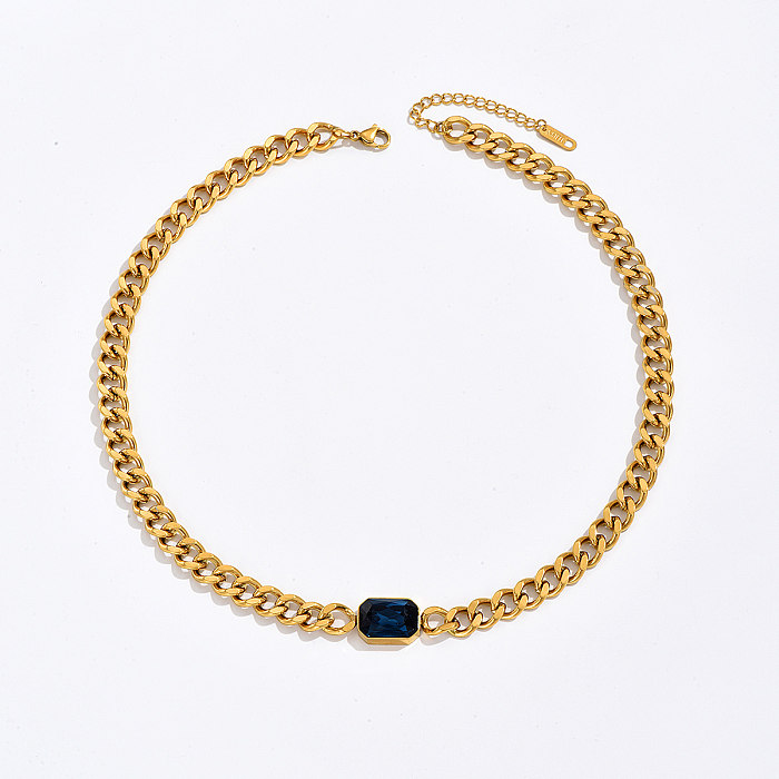 Neue modische geometrische Halskette mit Zirkon aus 18-karätigem Gold mit Edelstahlbeschichtung