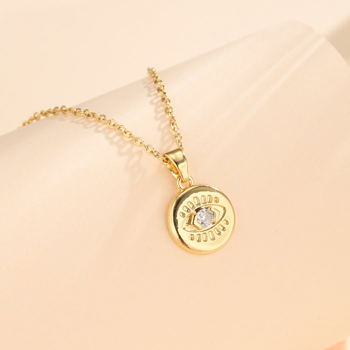 1 Piece Korean Style Cross Square Flower Stainless Steel  Stainless Steel Plating Inlay Zircon Pendant Necklace