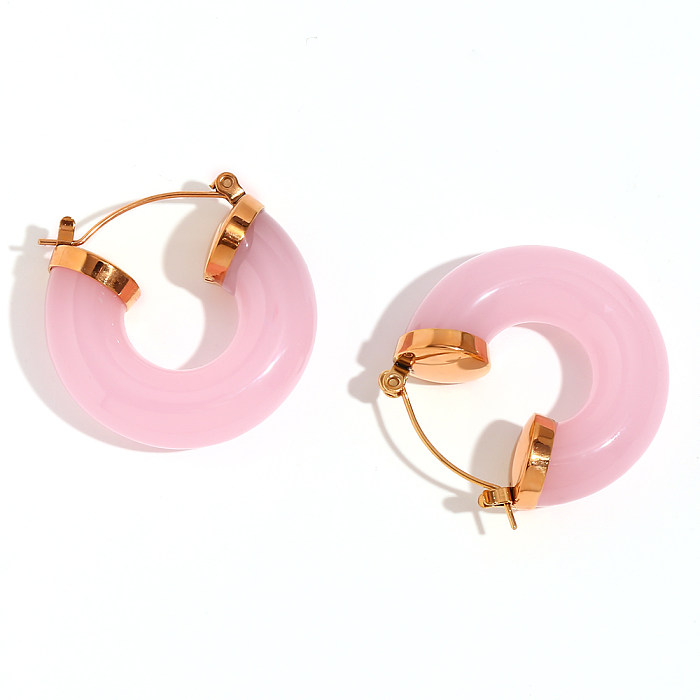1 Pair Basic Simple Style Classic Style Round Plating Stainless Steel  18K Gold Plated Earrings