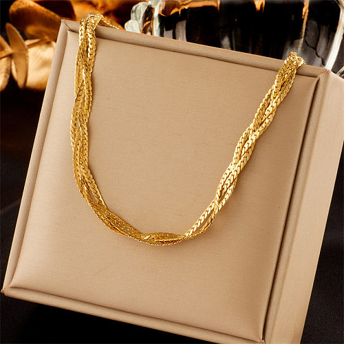 Collar chapado en oro de 18 quilates con revestimiento de acero inoxidable geométrico estilo INS