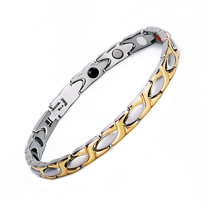 Bracelet en acier titane bloc de couleur de style classique