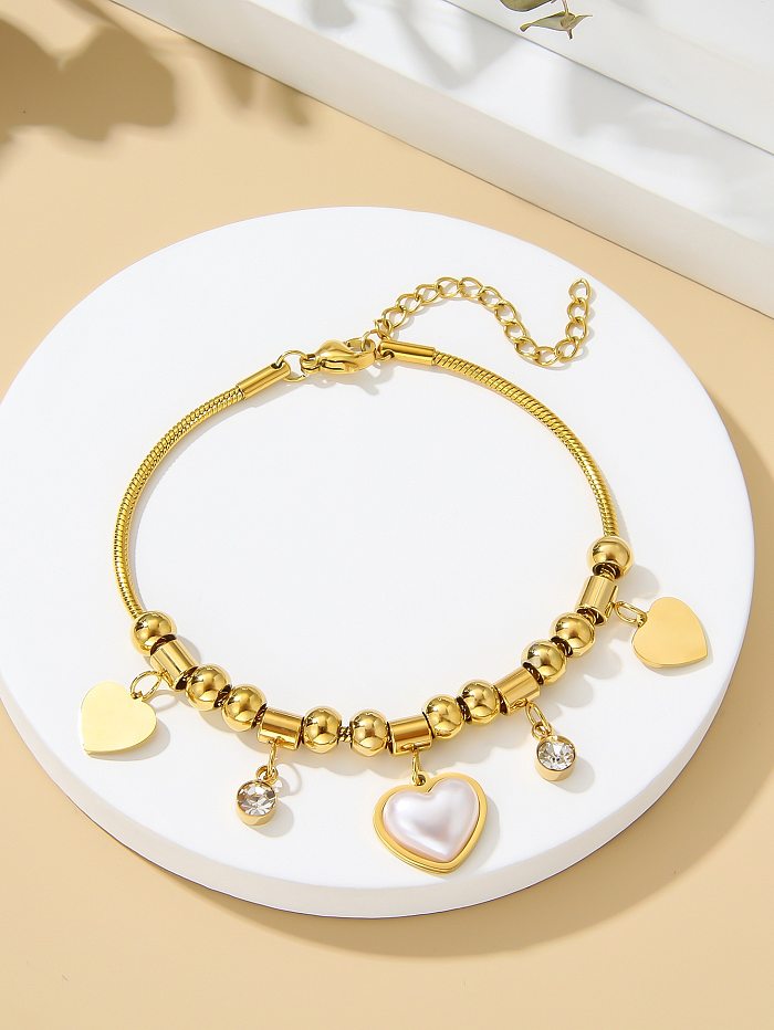Wholesale Simple Style Heart Shape Stainless Steel Plating Gold Plated Bracelets