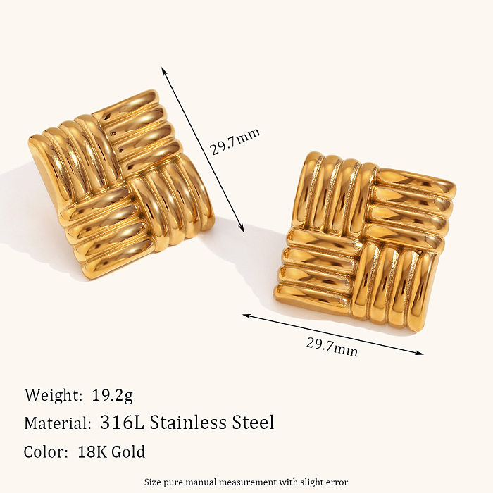 1 Pair Classic Style Solid Color Plating Stainless Steel  18K Gold Plated Ear Studs