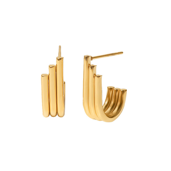 Pendientes de acero inoxidable chapados en oro con forma de U de moda