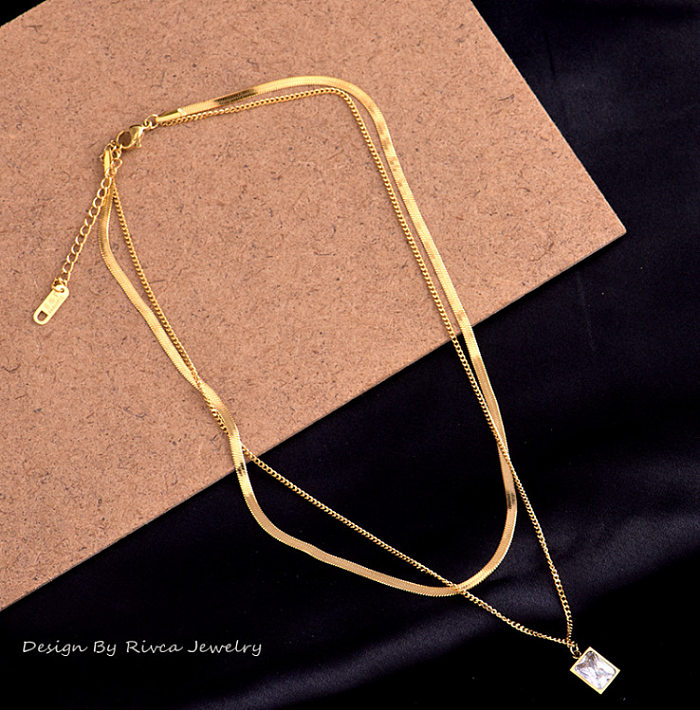 L67 collier rétro français pour femmes été polyvalent Double couche Double dame chaîne de clavicule Design de mode en acier inoxydable or