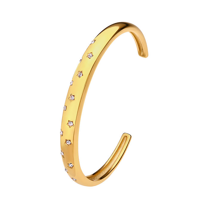 Bracelet en Zircon avec incrustation d'acier et de titane à œil carré de Style français, 1 pièce