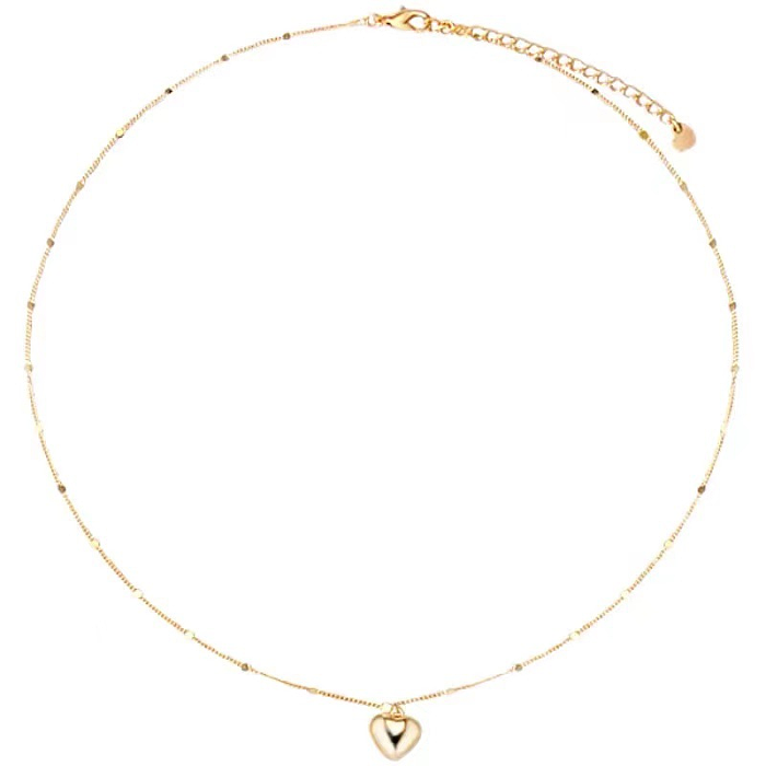 Colgante de collar chapado en plata chapado en oro pulido de acero inoxidable con forma de corazón de estilo Simple informal