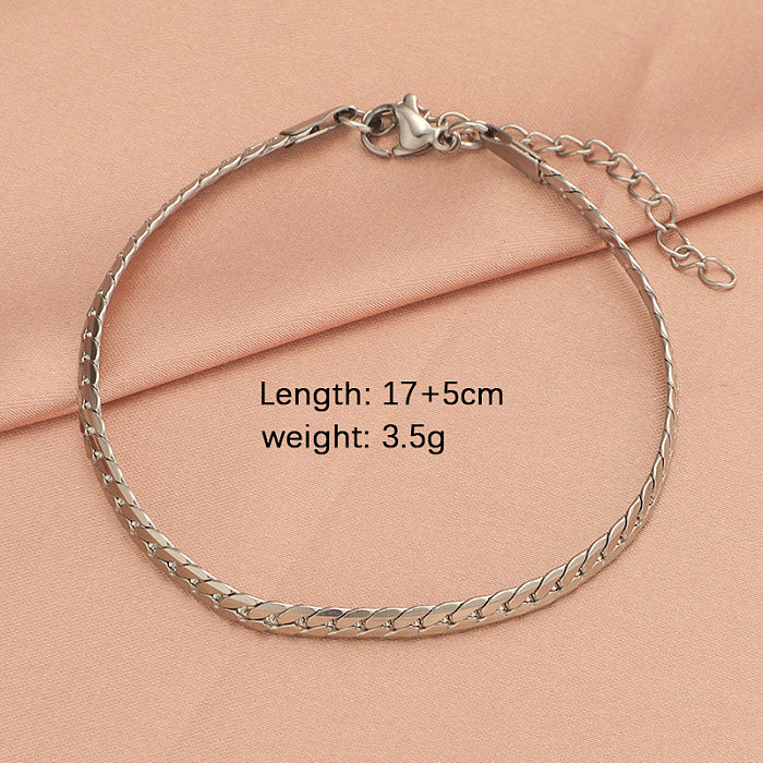 Basic Classic Style Solid Color Stainless Steel Plating Gold Plated Silver Plated Bracelets