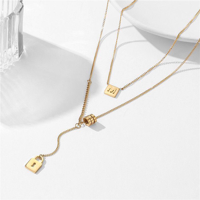 Fashion Geometric Stainless Steel Plating Layered Necklaces 1 Piece