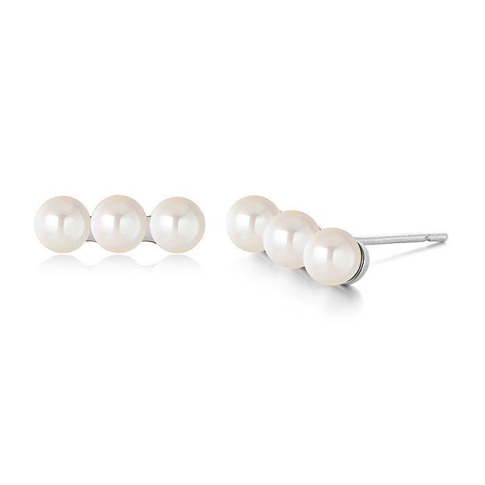 1 Pair Simple Style Round Plating Inlay Stainless Steel  Pearl White Gold Plated Ear Studs