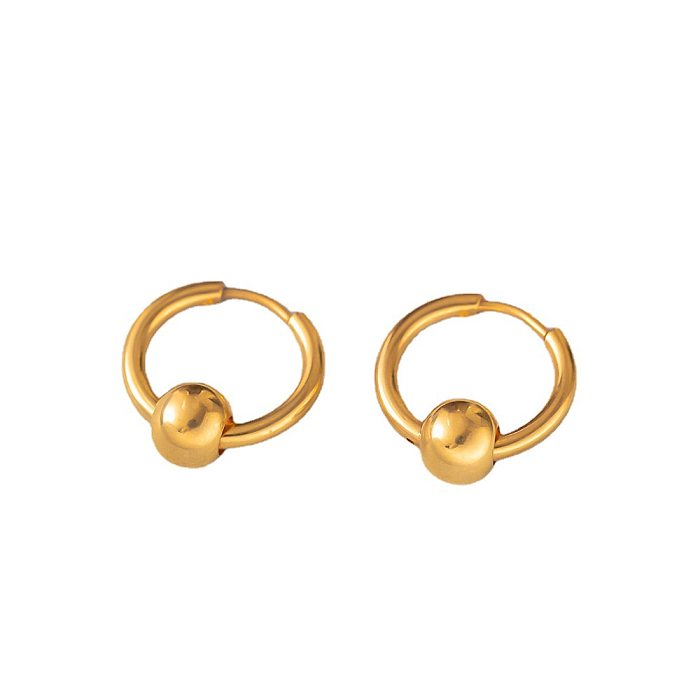 1 Pair Simple Style Heart Shape Ball Plating Stainless Steel 18K Gold Plated Earrings