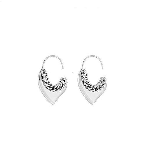 1 Pair Classic Style Heart Shape Plating Stainless Steel Earrings