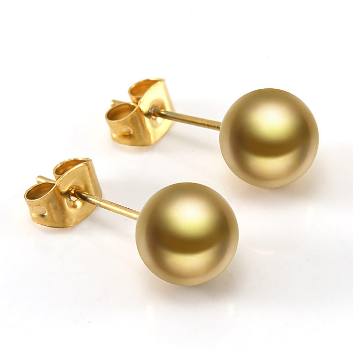 Elegante geometrische Edelstahl-Inlay-künstliche Perlen-Zirkon-Ohrstecker, 1 Paar