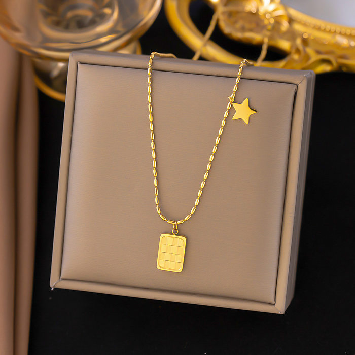 Modern Style Square Star Stainless Steel Plating Pendant Necklace
