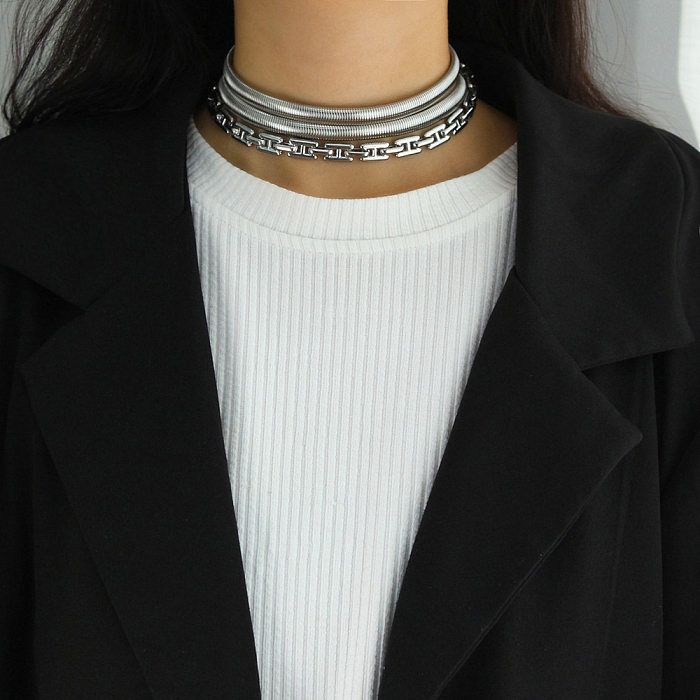Simple Style Solid Color Stainless Steel Plating Choker