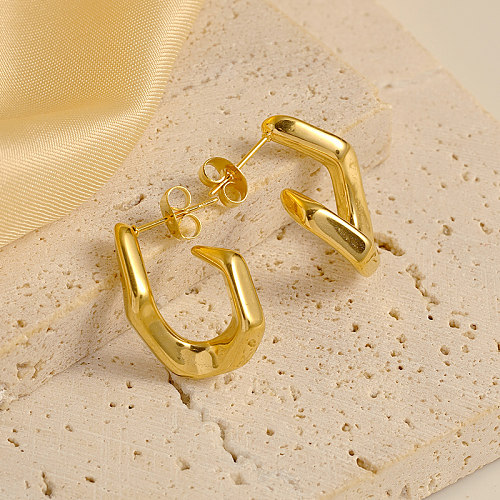 1 Pair Vacation Beach Simple Style U Shape Plating Stainless Steel  Gold Plated Earrings