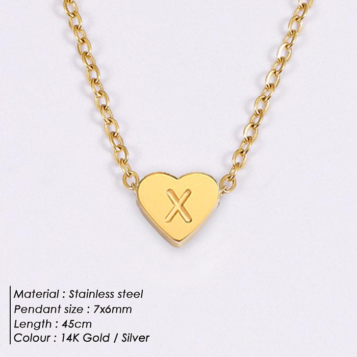 Simple Style Letter Heart Shape Stainless Steel  Stainless Steel Plating Pendant Necklace