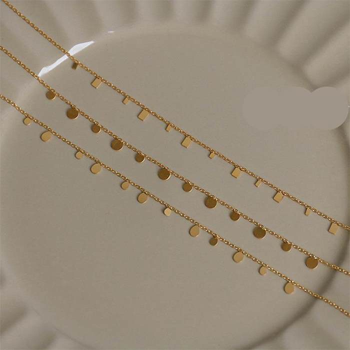 Commute Solid Color Stainless Steel Plating Gold Plated Necklace