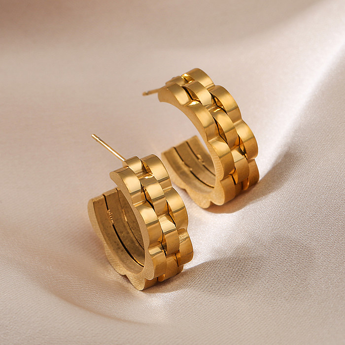 Boucles d'oreilles pendantes en acier inoxydable plaqué or 1 carats, 18 paire, Style INS, en forme de C, vente en gros