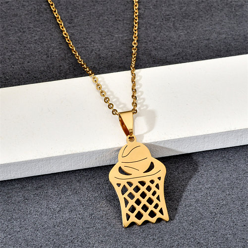 Hip-Hop Basketball Stainless Steel  Plating Gold Plated Pendant Necklace