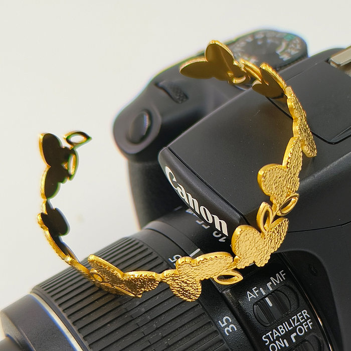 Classic Style Butterfly Titanium Steel 18K Gold Plated Cuff Bracelets In Bulk