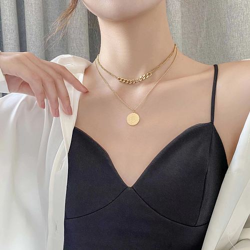 Modern Style Geometric Stainless Steel Plating Layered Necklaces