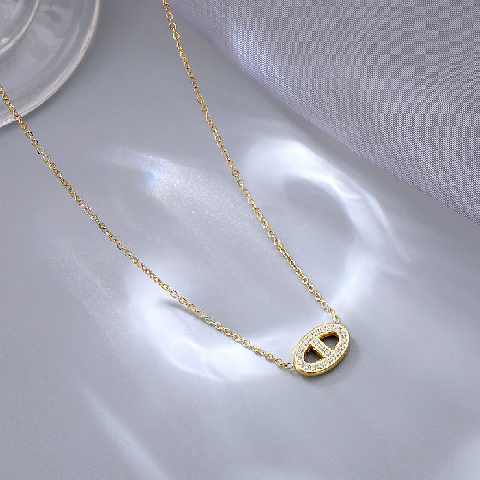 Casual Geometric Stainless Steel Plating Inlay Zircon Pendant Necklace