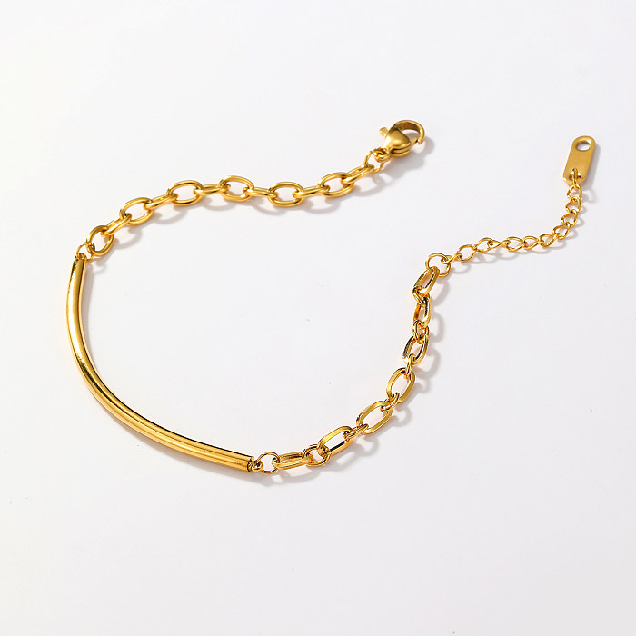 Wholesale Elegant Round Heart Shape Stainless Steel 18K Gold Plated Artificial Diamond Bracelets