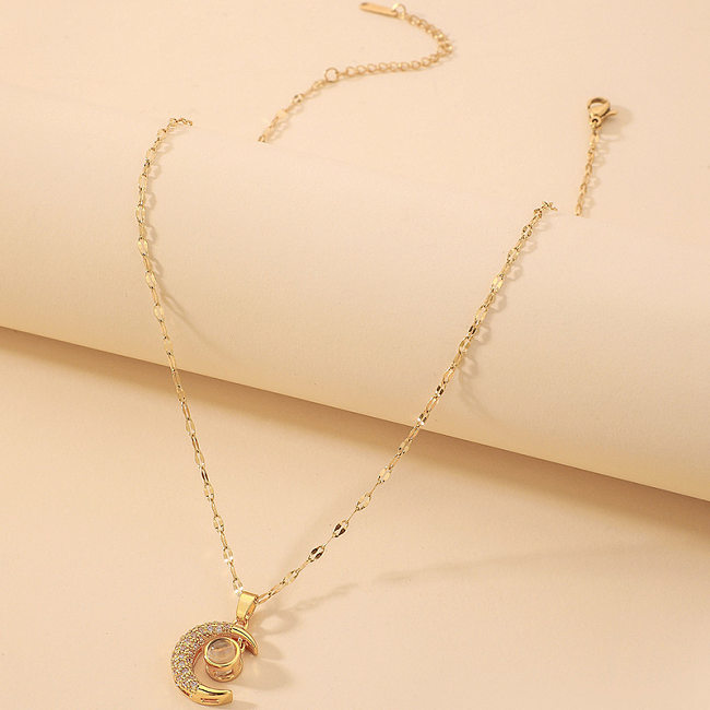 Wholesale Jewelry Retro Moon Pendant Stainless Steel Necklace jewelry