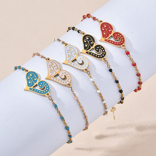 Pulseras bohemias con revestimiento de acero inoxidable en forma de corazón