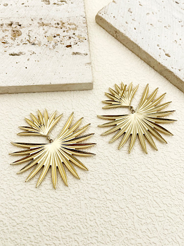 1 Pair Elegant Artistic Sector Polishing Plating Stainless Steel  Gold Plated Drop Earrings