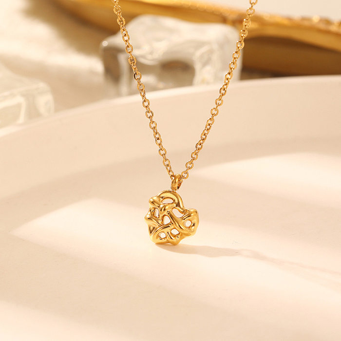 Simple Style Heart Shape Stainless Steel Plating Hollow Out Pendant Necklace