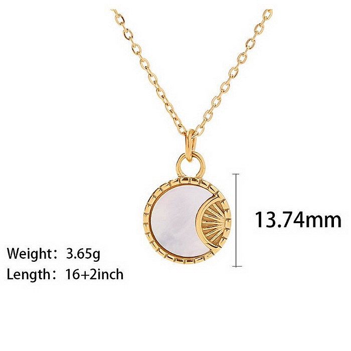 Sweet Sun Moon Heart Shape Stainless Steel  Shell Stainless Steel Plating Pendant Necklace 1 Piece