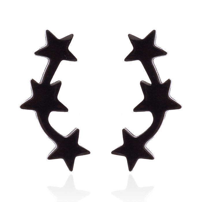 Ohrstecker im schlichten Dreieck-Mond-Kokosnussbaum-Stil aus Edelstahl mit asymmetrischer Beschichtung, 1 Paar