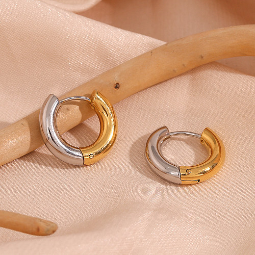 1 Pair Simple Style Round Stainless Steel  Plating Hoop Earrings