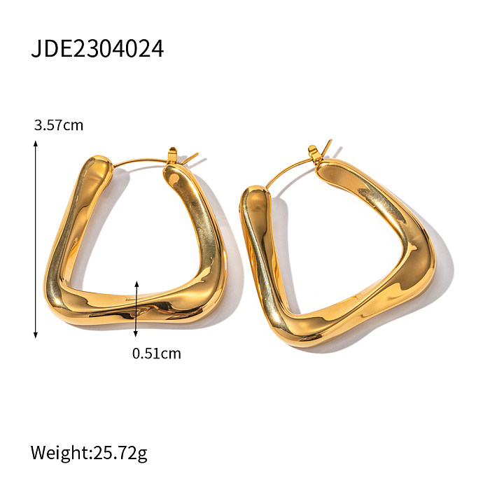 1 Pair IG Style Trapezoid Plating Stainless Steel  18K Gold Plated Hoop Earrings